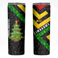 Zimbabwe Christmas Skinny Tumbler with Flag Colors Xmas Tree and Holiday - Wonder Print Shop