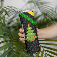 Zimbabwe Christmas Skinny Tumbler with Flag Colors Xmas Tree and Holiday - Wonder Print Shop