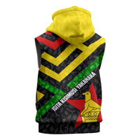 Zimbabwe Christmas Sleeveless Zip Hoodie with Flag Colors Xmas Tree and Holiday - Wonder Print Shop