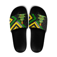 Zimbabwe Christmas Slide Sandals with Flag Colors Xmas Tree and Holiday - Wonder Print Shop