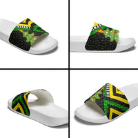 Zimbabwe Christmas Slide Sandals with Flag Colors Xmas Tree and Holiday - Wonder Print Shop