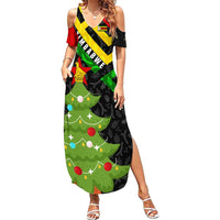 Zimbabwe Christmas Summer Maxi Dress with Flag Colors Xmas Tree and Holiday - Wonder Print Shop