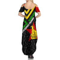 Zimbabwe Christmas Summer Maxi Dress with Flag Colors Xmas Tree and Holiday - Wonder Print Shop