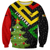 Zimbabwe Christmas Sweatshirt with Flag Colors Xmas Tree and Holiday - Wonder Print Shop