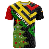 Zimbabwe Christmas T Shirt with Flag Colors Xmas Tree and Holiday - Wonder Print Shop