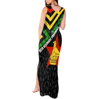 Zimbabwe Christmas Tank Maxi Dress with Flag Colors Xmas Tree and Holiday - Wonder Print Shop