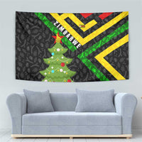 Zimbabwe Christmas Tapestry with Flag Colors Xmas Tree and Holiday - Wonder Print Shop
