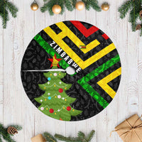 Zimbabwe Christmas Tree Skirt with Flag Colors Xmas Tree and Holiday - Wonder Print Shop