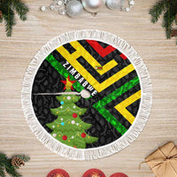 Zimbabwe Christmas Tree Skirt with Flag Colors Xmas Tree and Holiday - Wonder Print Shop