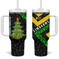 Zimbabwe Christmas Tumbler With Handle with Flag Colors Xmas Tree and Holiday - Wonder Print Shop