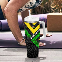 Zimbabwe Christmas Tumbler With Handle with Flag Colors Xmas Tree and Holiday - Wonder Print Shop