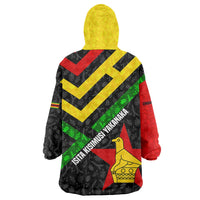 Zimbabwe Christmas Wearable Blanket Hoodie with Flag Colors Xmas Tree and Holiday - Wonder Print Shop