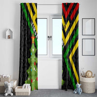 Zimbabwe Christmas Window Curtain with Flag Colors Xmas Tree and Holiday - Wonder Print Shop