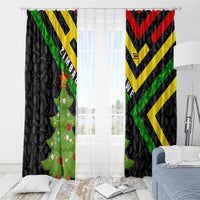Zimbabwe Christmas Window Curtain with Flag Colors Xmas Tree and Holiday - Wonder Print Shop