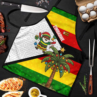 Zimbabwe Christmas Apron with Festive Santa Palm Tree and Red Yellow Green Flag - Wonder Print Shop
