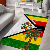 Zimbabwe Christmas Area Rug with Festive Santa Palm Tree and Red Yellow Green Flag - Wonder Print Shop