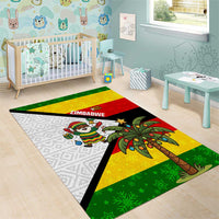 Zimbabwe Christmas Area Rug with Festive Santa Palm Tree and Red Yellow Green Flag - Wonder Print Shop
