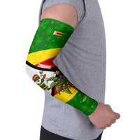 Zimbabwe Christmas Arm Sleeves with Festive Santa Palm Tree and Red Yellow Green Flag - Wonder Print Shop