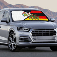 Zimbabwe Christmas Auto Sun Shade with Festive Santa Palm Tree and Red Yellow Green Flag - Wonder Print Shop