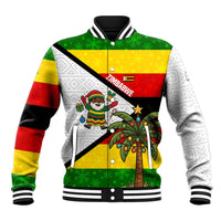Zimbabwe Christmas Baseball Jacket with Festive Santa Palm Tree and Red Yellow Green Flag - Wonder Print Shop