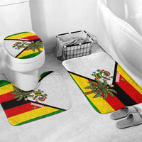 Zimbabwe Christmas Bathroom Set with Festive Santa Palm Tree and Red Yellow Green Flag - Wonder Print Shop