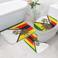 Zimbabwe Christmas Bathroom Set with Festive Santa Palm Tree and Red Yellow Green Flag - Wonder Print Shop
