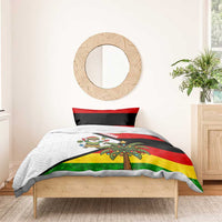 Zimbabwe Christmas Bedding Set with Festive Santa Palm Tree and Red Yellow Green Flag - Wonder Print Shop