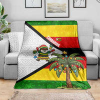 Zimbabwe Christmas Blanket with Festive Santa Palm Tree and Red Yellow Green Flag - Wonder Print Shop