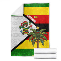 Zimbabwe Christmas Blanket with Festive Santa Palm Tree and Red Yellow Green Flag - Wonder Print Shop