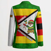 Zimbabwe Christmas Blazer with Festive Santa Palm Tree and Red Yellow Green Flag - Wonder Print Shop