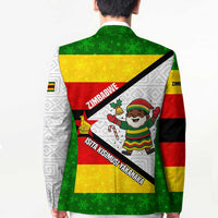 Zimbabwe Christmas Blazer with Festive Santa Palm Tree and Red Yellow Green Flag - Wonder Print Shop