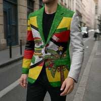 Zimbabwe Christmas Blazer with Festive Santa Palm Tree and Red Yellow Green Flag - Wonder Print Shop