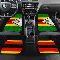 Zimbabwe Christmas Car Mats with Festive Santa Palm Tree and Red Yellow Green Flag - Wonder Print Shop