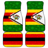 Zimbabwe Christmas Car Mats with Festive Santa Palm Tree and Red Yellow Green Flag - Wonder Print Shop