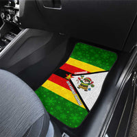 Zimbabwe Christmas Car Mats with Festive Santa Palm Tree and Red Yellow Green Flag - Wonder Print Shop