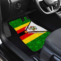Zimbabwe Christmas Car Mats with Festive Santa Palm Tree and Red Yellow Green Flag - Wonder Print Shop