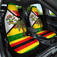Zimbabwe Christmas Car Seat Cover with Festive Santa Palm Tree and Red Yellow Green Flag - Wonder Print Shop