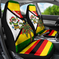 Zimbabwe Christmas Car Seat Cover with Festive Santa Palm Tree and Red Yellow Green Flag - Wonder Print Shop