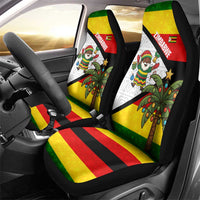 Zimbabwe Christmas Car Seat Cover with Festive Santa Palm Tree and Red Yellow Green Flag - Wonder Print Shop