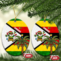 Zimbabwe Christmas Ceramic Ornament with Festive Santa Palm Tree and Red Yellow Green Flag - Wonder Print Shop