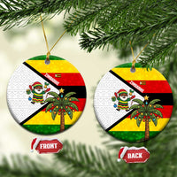 Zimbabwe Christmas Ceramic Ornament with Festive Santa Palm Tree and Red Yellow Green Flag - Wonder Print Shop