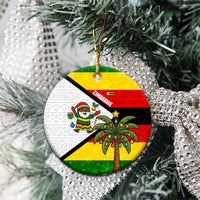 Zimbabwe Christmas Ceramic Ornament with Festive Santa Palm Tree and Red Yellow Green Flag - Wonder Print Shop