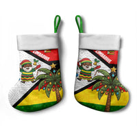 Zimbabwe Christmas Stocking with Festive Santa Palm Tree and Red Yellow Green Flag - Wonder Print Shop