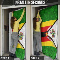 Zimbabwe Christmas Door Cover with Festive Santa Palm Tree and Red Yellow Green Flag - Wonder Print Shop