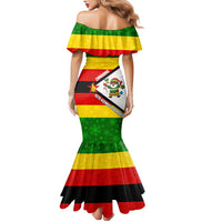 Zimbabwe Christmas Family Matching Mermaid Dress and Hawaiian Shirt with Festive Santa Palm Tree and Red Yellow Green Flag - Wonder Print Shop