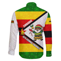 Zimbabwe Christmas Family Matching Puletasi and Hawaiian Shirt with Festive Santa Palm Tree and Red Yellow Green Flag - Wonder Print Shop