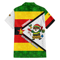 Zimbabwe Christmas Family Matching Summer Maxi Dress and Hawaiian Shirt with Festive Santa Palm Tree and Red Yellow Green Flag - Wonder Print Shop