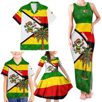Zimbabwe Christmas Family Matching Tank Maxi Dress and Hawaiian Shirt with Festive Santa Palm Tree and Red Yellow Green Flag - Wonder Print Shop