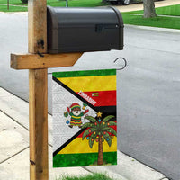 Zimbabwe Christmas Garden Flag with Festive Santa Palm Tree and Red Yellow Green Flag - Wonder Print Shop