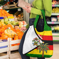 Zimbabwe Christmas Grocery Bag with Festive Santa Palm Tree and Red Yellow Green Flag - Wonder Print Shop